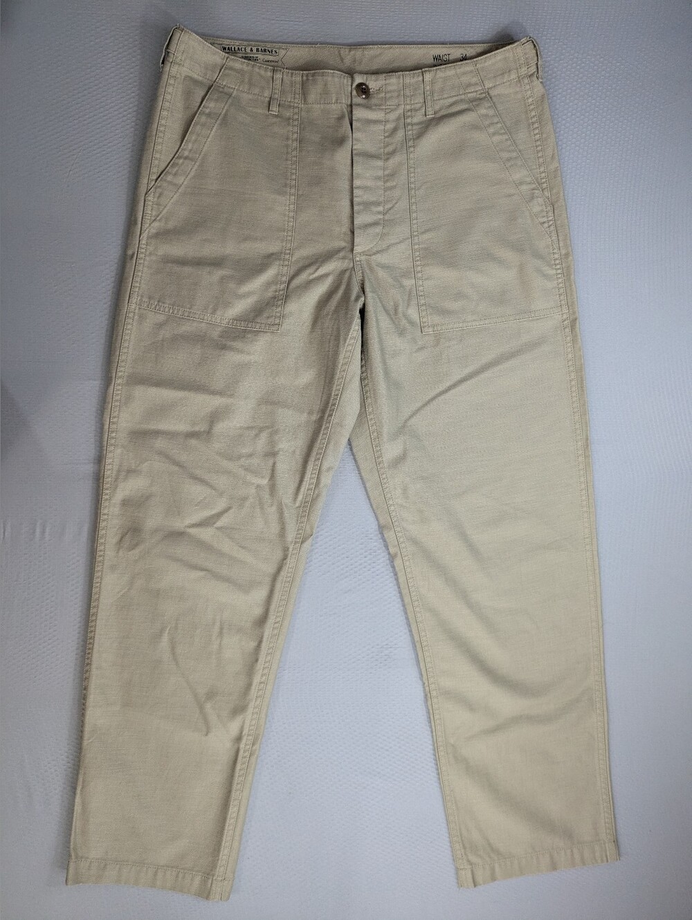 Wallace & Barnes Military Utility Fatigue Camp Pants 34x32 Mens Beige
